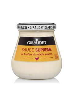 Photo d'une bouteille de 50 centilitres de sauce fraîche Giraudet au fumet d'écrevisses maison  vue de face
